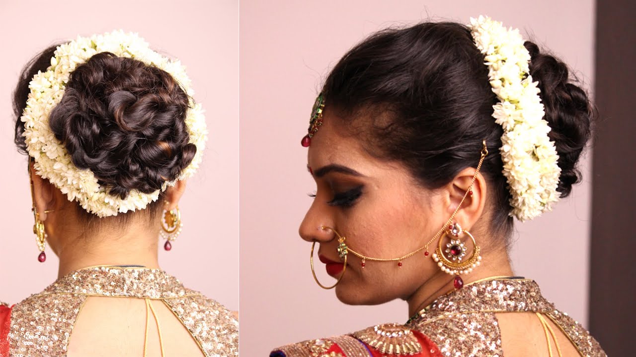 Hairstyle - Twisted Bun With Gajara - Bridal Hairstyle