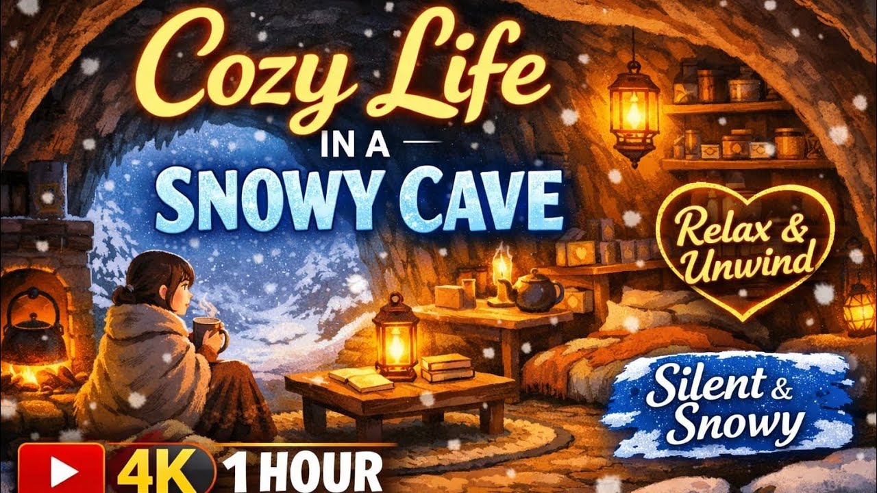 Cozy Life Inside a Snowy Mountain Cave ❄️ | Peaceful Ghibli Silent Days | Relaxing Winter Ambience