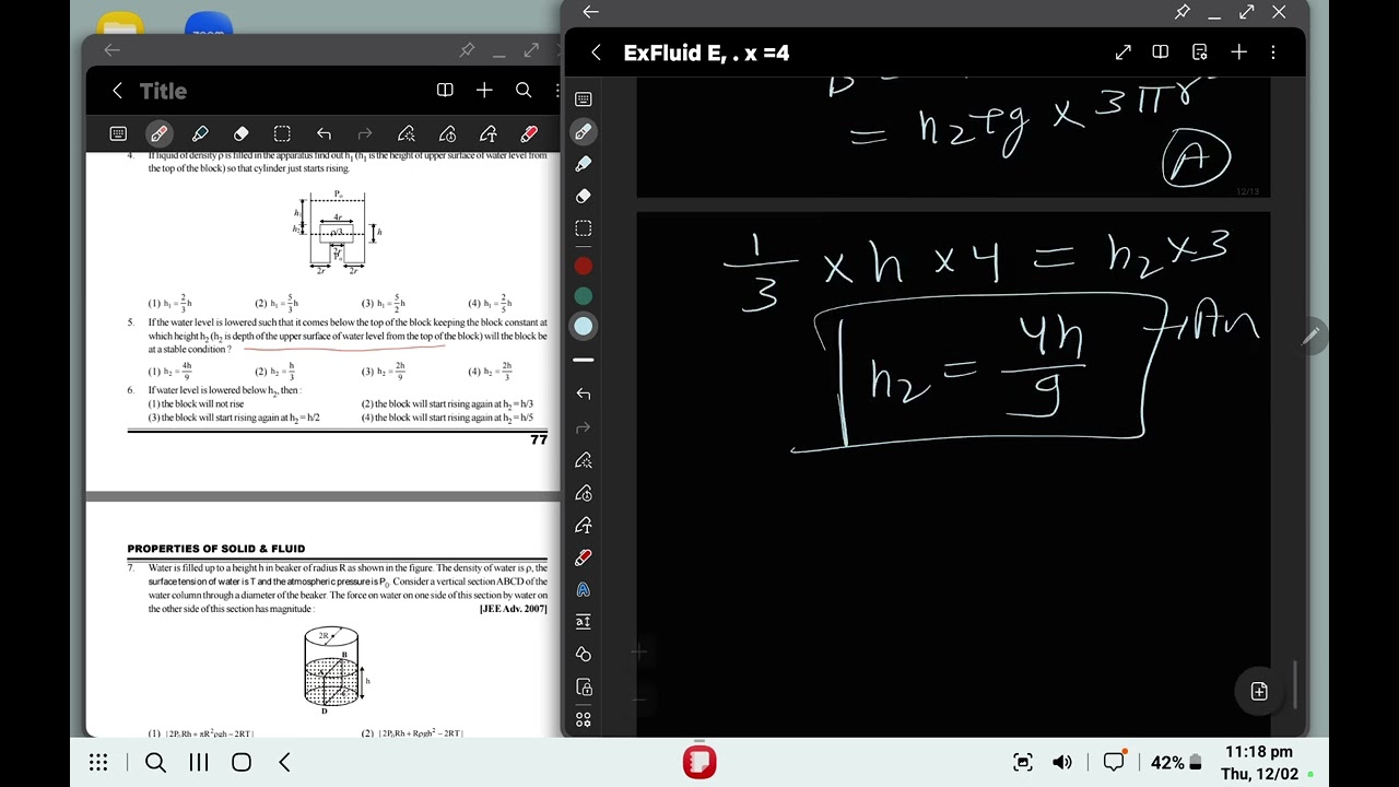 Iit advance pyq surface  tension, fluid  mechenics, viscosity 