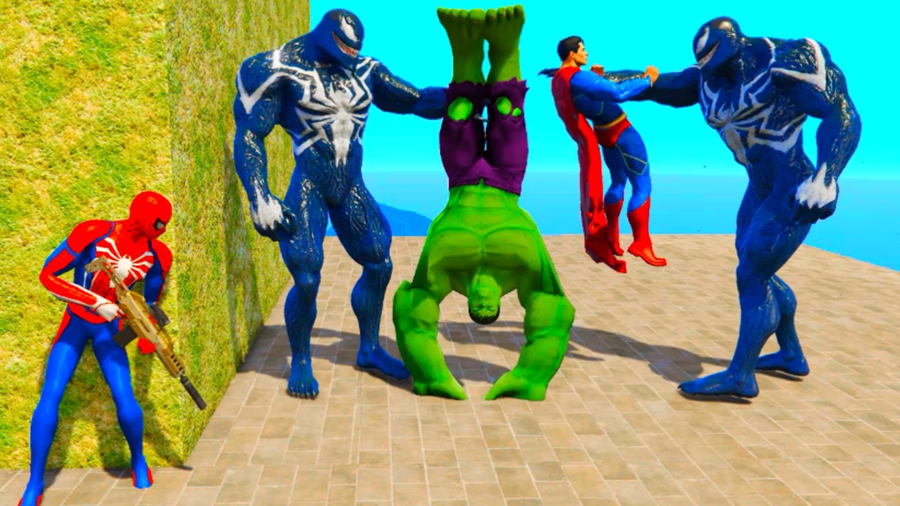 Spider-Man Rescue Superhero - GTA 5 Funny Ragdoll Spiderman vs Minion vs SquidGame Epic Battle Ep 25