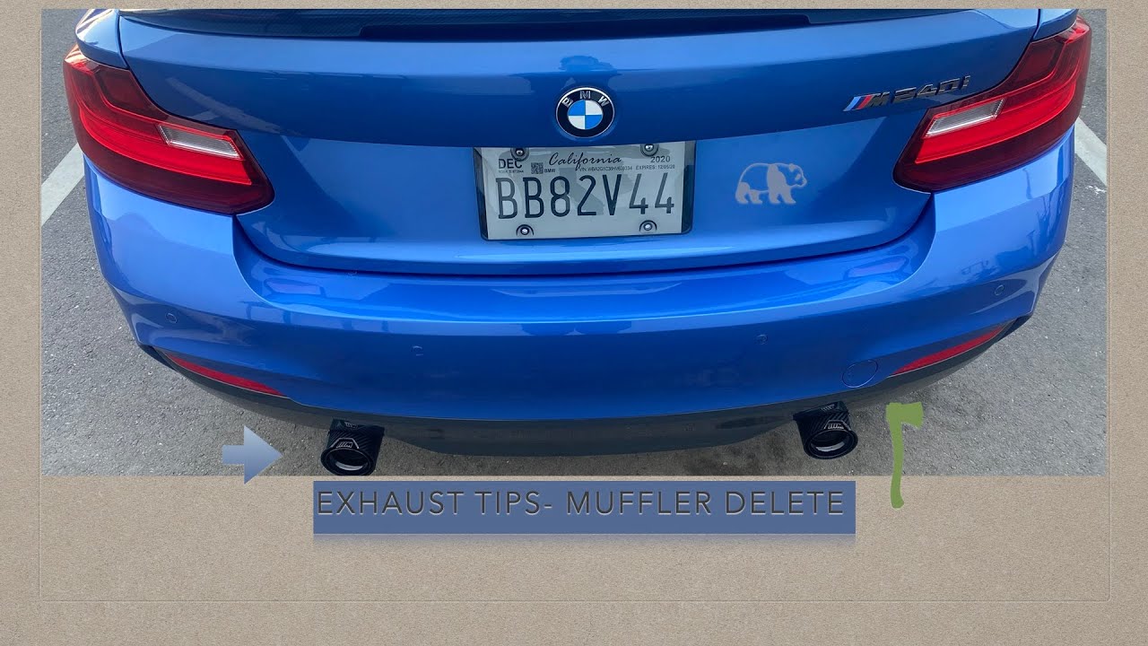 Changing BMW M240I Exhaust tips and Replacing muffler with straight pipe.