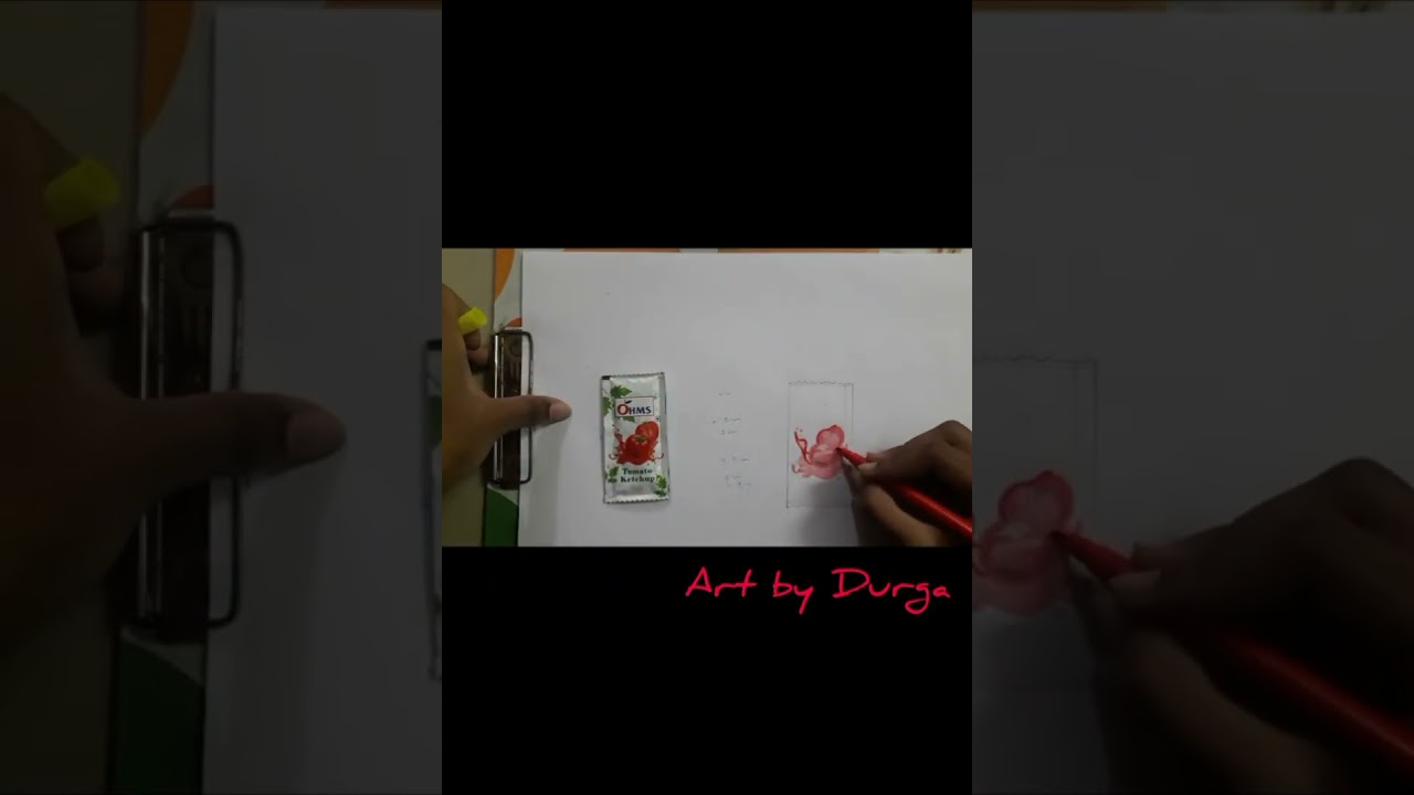Drawing of ketchup packet | artwork | explore page | Realistic Drawing 