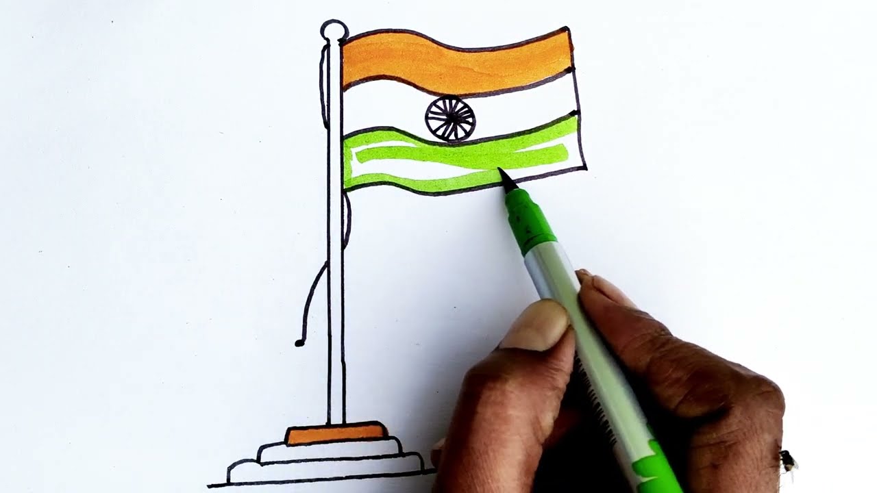Tiranga drawing/Indian flag drawing/Tiranga flag drawing/26 january par drawing/Easy tiranga drawing