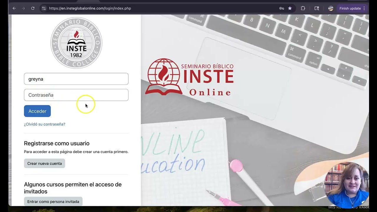 Cómo crear una cuenta en Inste Global Bible College online