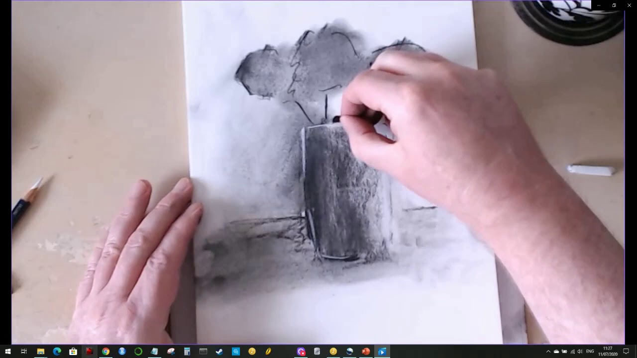 Charcoal still life sketching