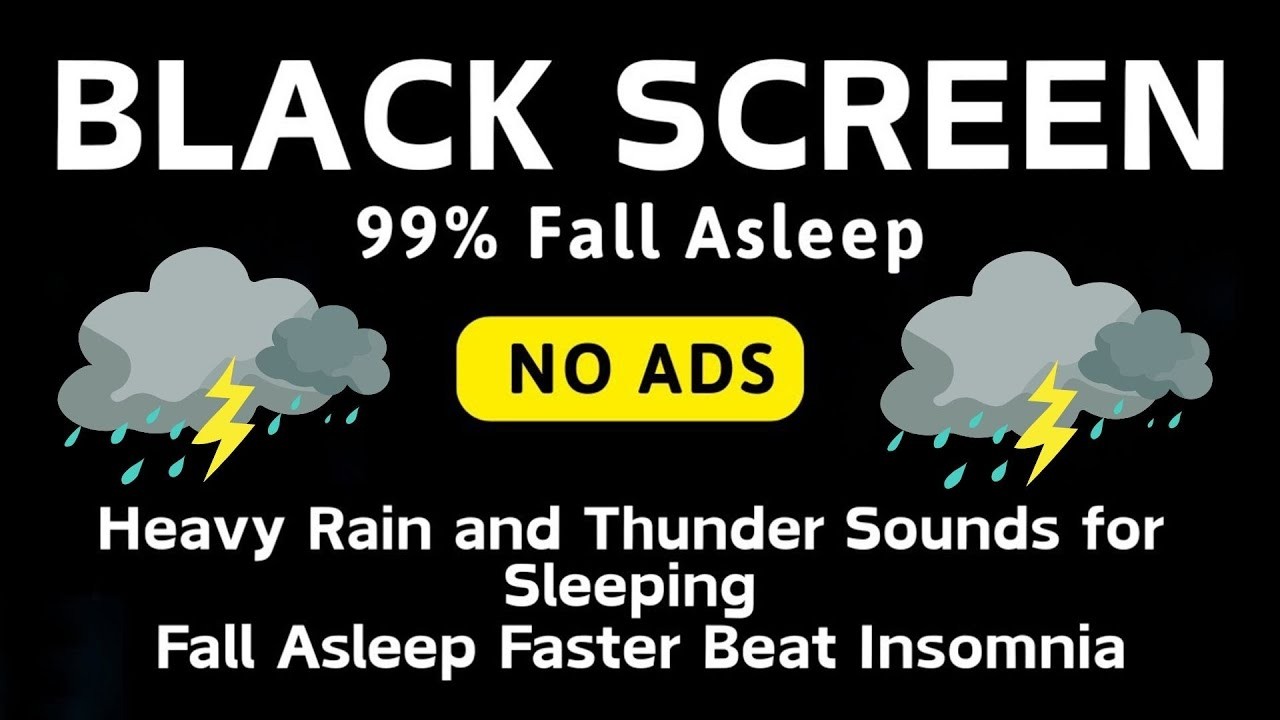 🔴 Heavy Rain and Thunder Sounds for Sleeping - Black Screen | Calm Rain & Thunder