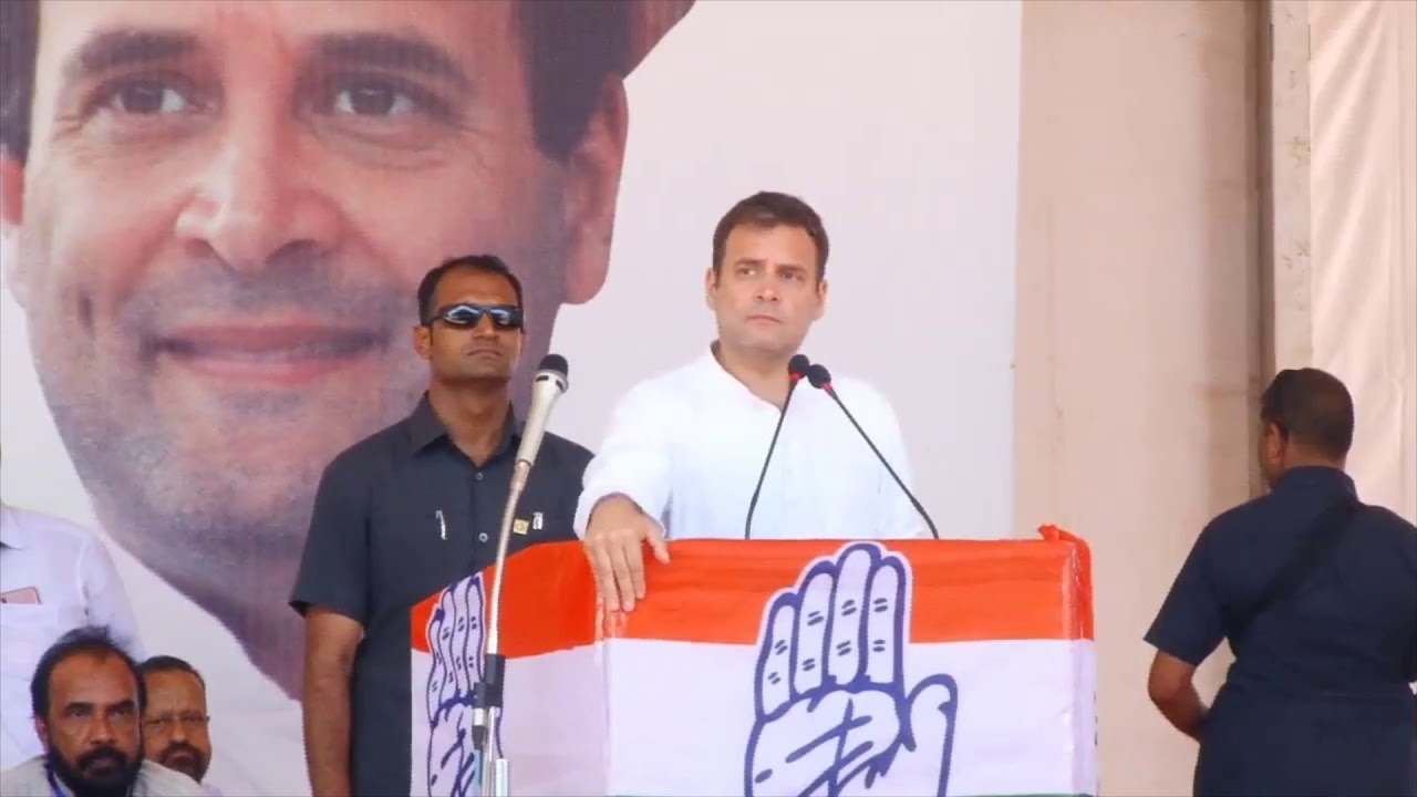 Congress President Rahul Gandhi addresses public meeting in Kollam, Kerala