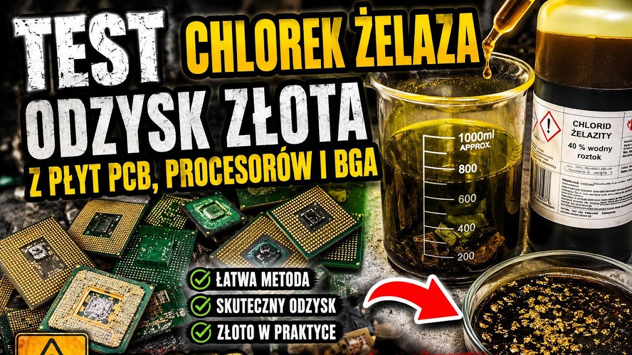 Jak ściągnąć złoto z płyt PCB procesor&oacute;w i BGA szybko i tanio test z chlorkiem żelaza 