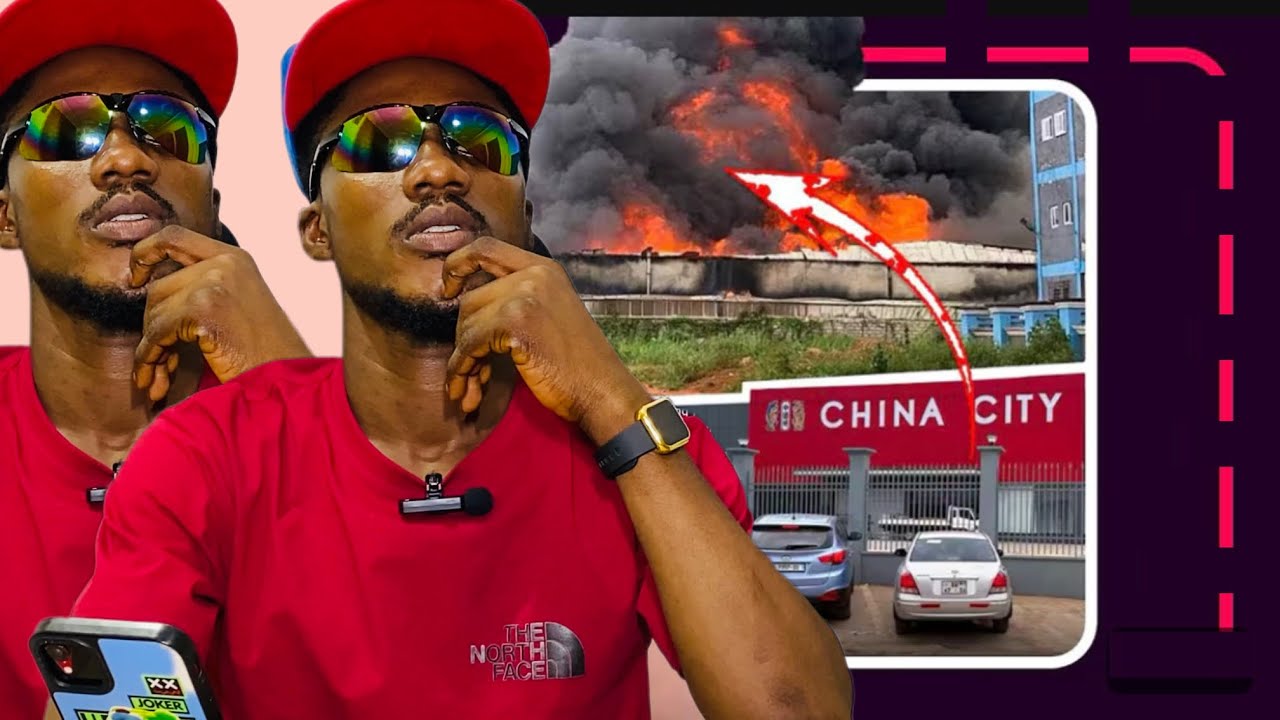 Eiii! China Mall at Kumasi Santasi on fire everything is gone 