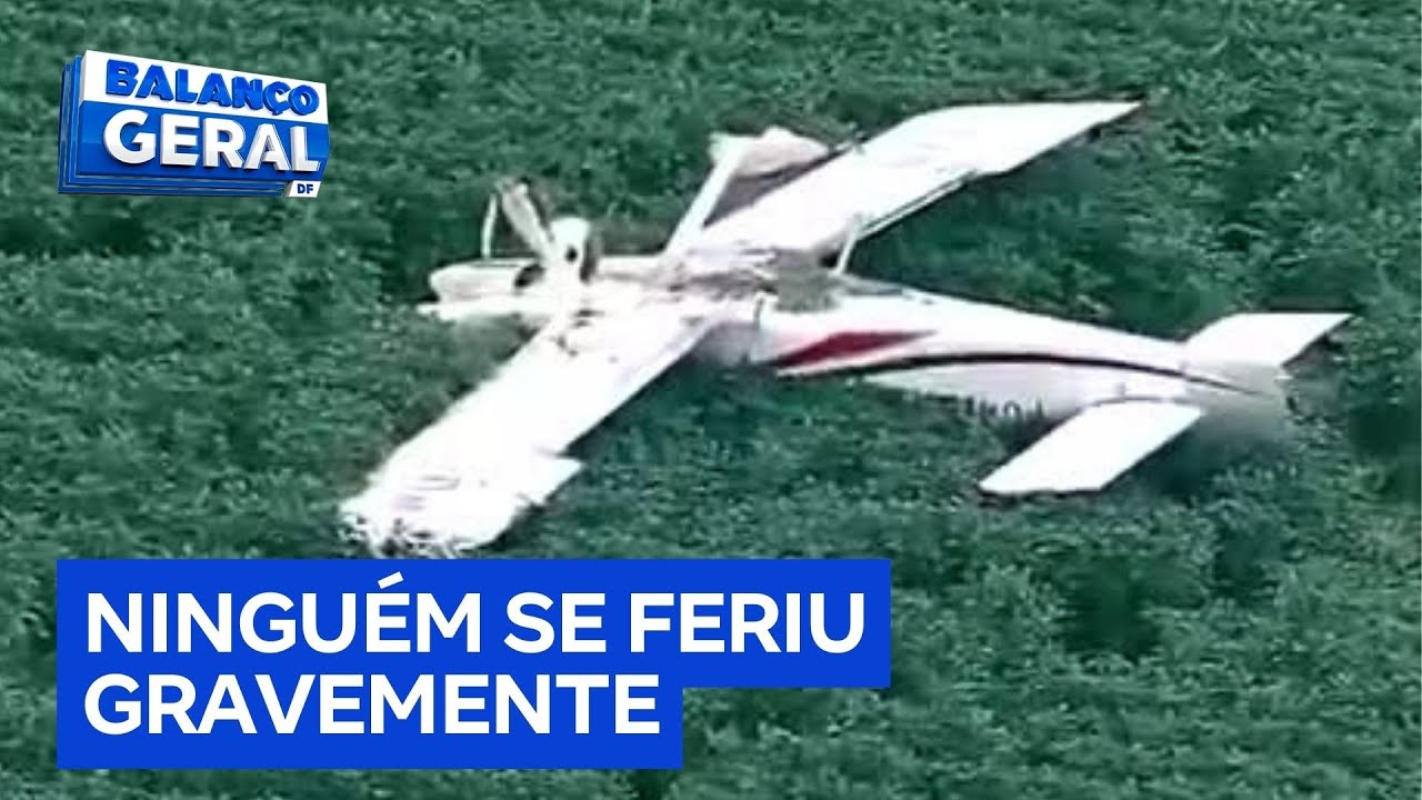 Avião de pequeno porte sofre falha no motor e cai em plantação de soja no DF | Balanço Geral DF