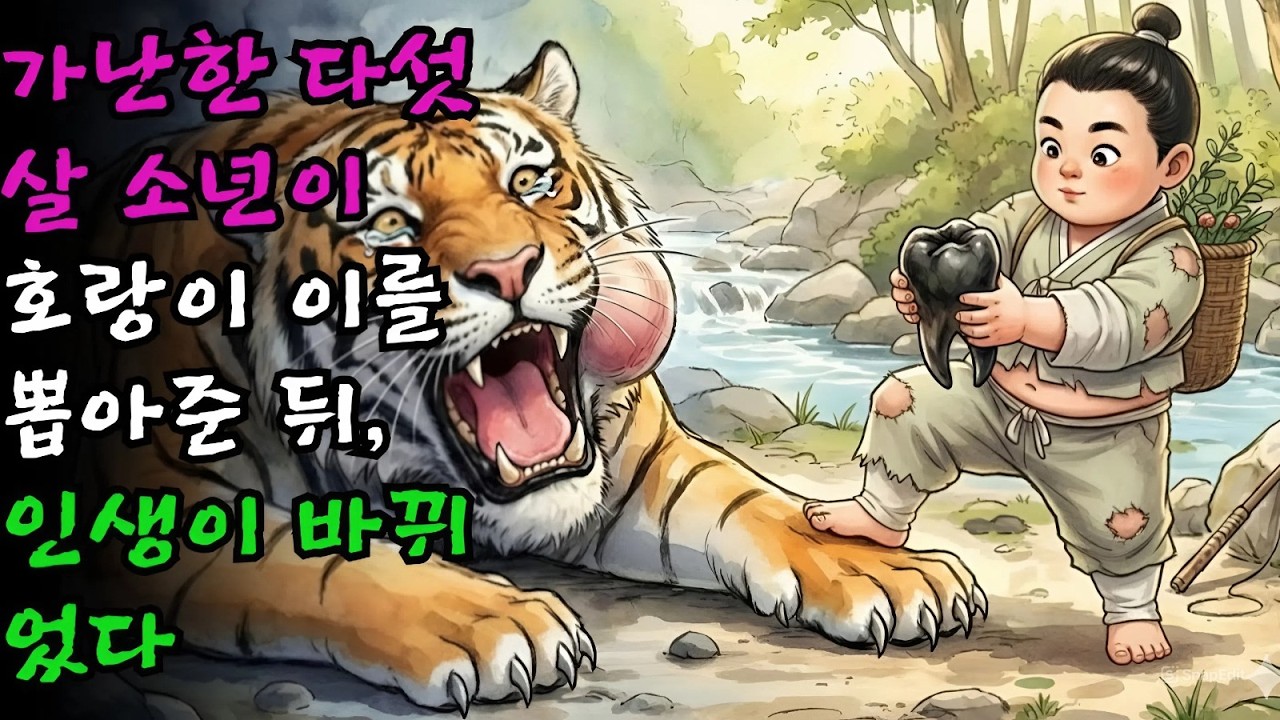 가난한 다섯 살 소년이 약초를 캐러 가다 우연히 큰 호랑이의 썩은 이를 뽑아 주었고, 그 후로 연이은 행운이 찾아와 인생이 바뀌기 시작했다