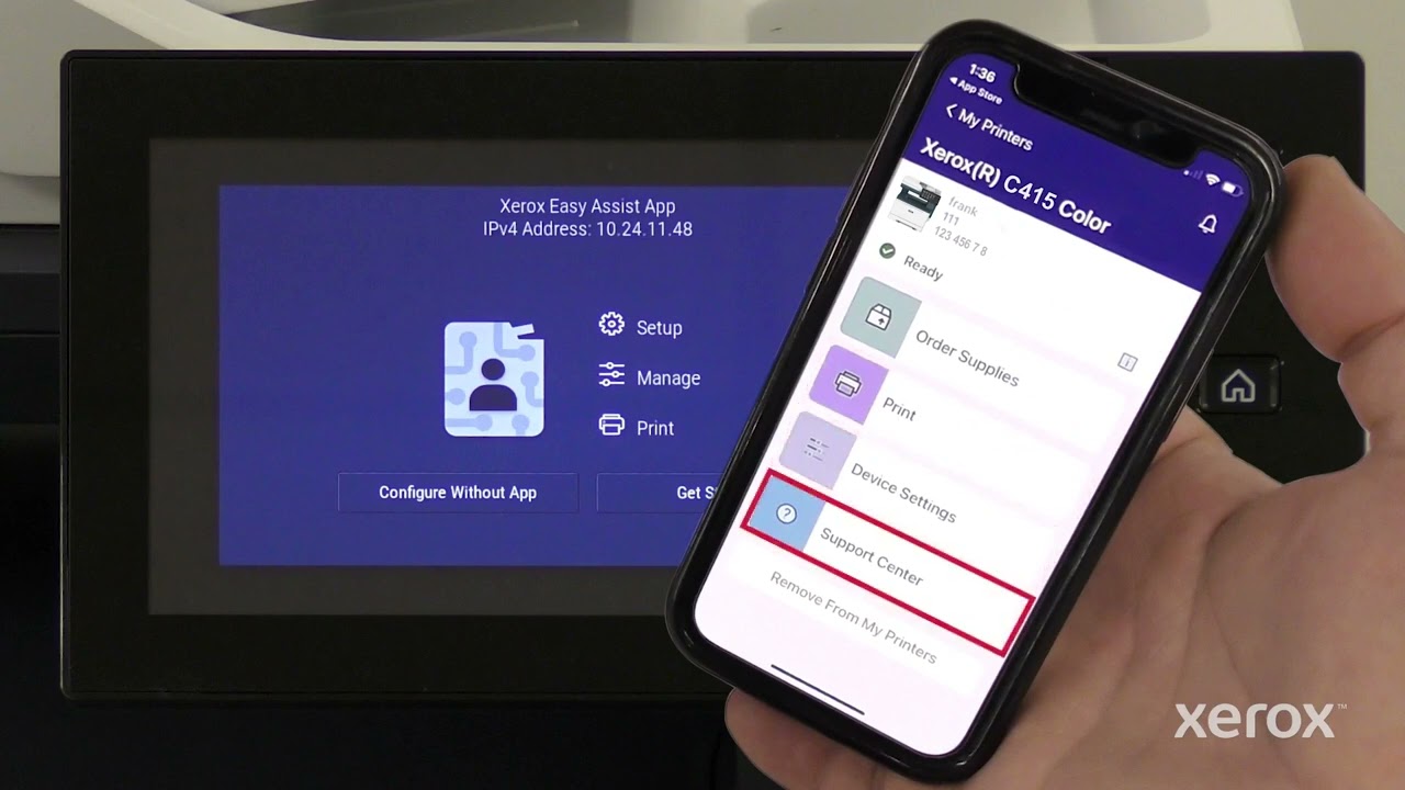 Xerox® VersaLink® C415 Color Multifunction Printer Power On and Setup