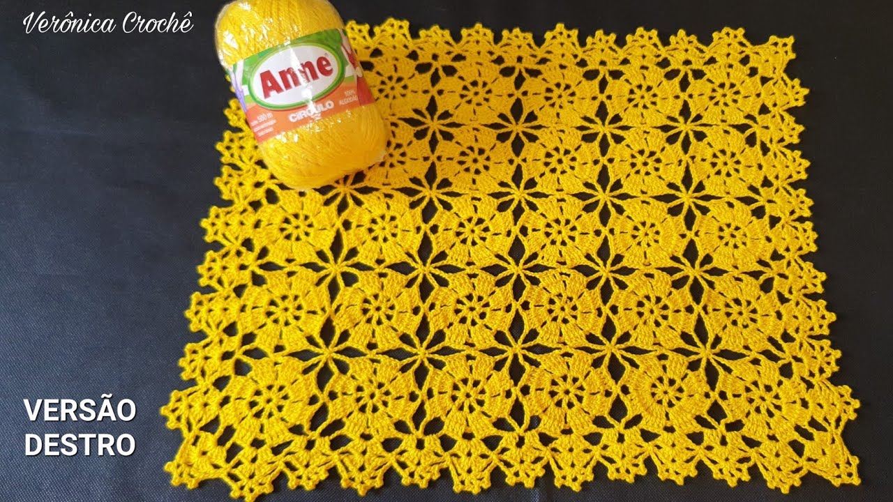 🌻Centro de mesa em croche com módulos com a linha Anne/Passo a passo/Para iniciantes(Versão destro)