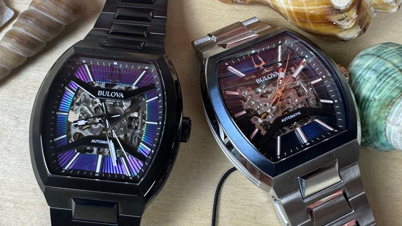 Bulova Maquina Semi-Skeleton с радужными/синими циферблатами 98A320 и 98A319