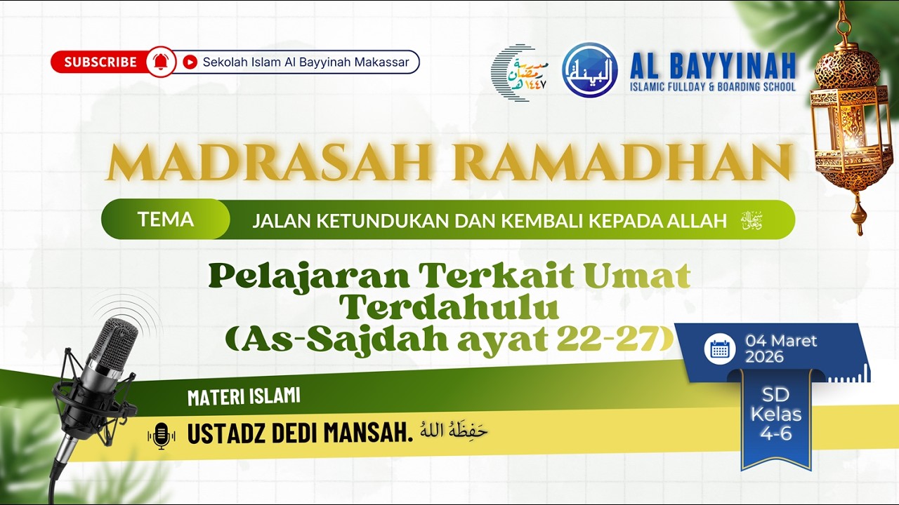 [SIARAN LANGSUNG] | Pelajaran Terkait Umat Terdahulu (As-Sajdah ayat 22-27) | Ustadz Dedi Mansah