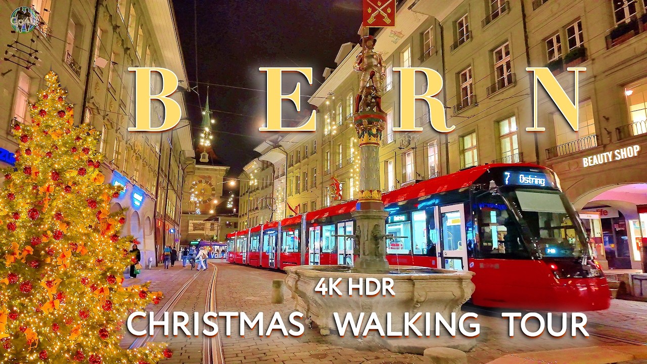 BERN Switzerland 🇨🇭 Christmas Markets 4K Evening Lights: Discover the Heart of City Center