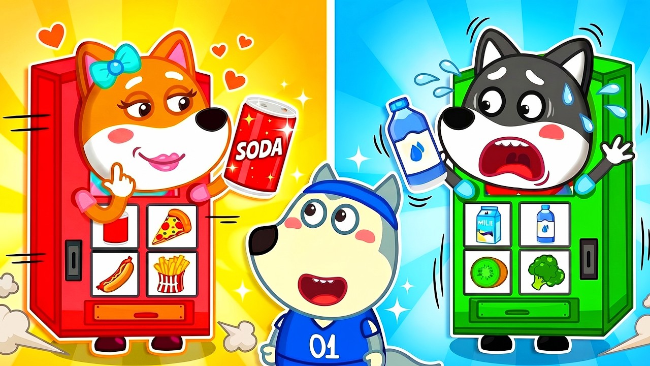 Торговый автомат: ПОЛЕЗНЫЙ или ВРЕДНЫЙ? Что выберет Вулфу? | Урок о здоровье | Wolfoo Russian