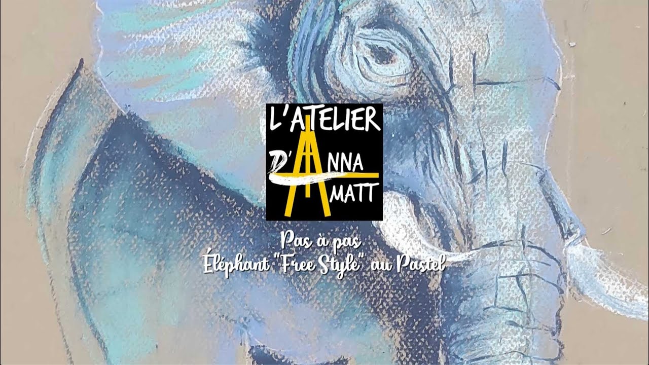 Pas à pas au pastel - L' éléphant bleu free style
