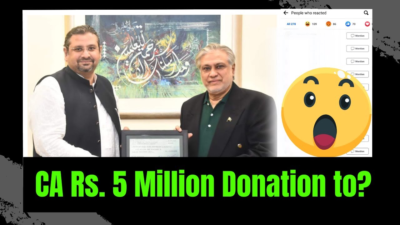 ICAP President donation to Ishaq Dar - 5 Millions Rupees!