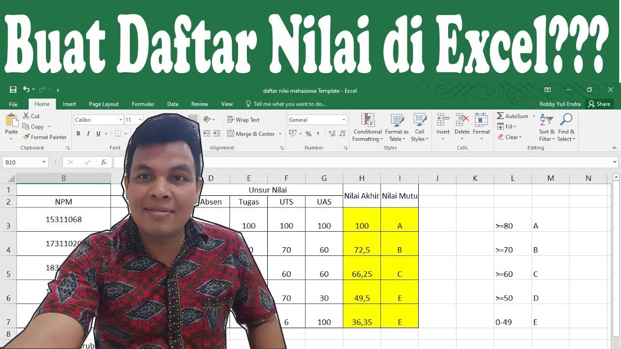 CARA MEMBUAT DAFTAR NILAI OTOMATIS DI EXCEL