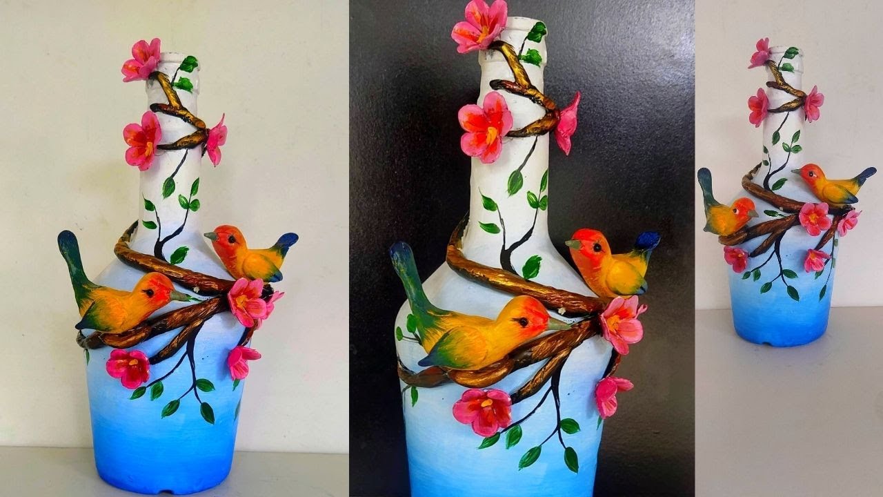 Glass Bottle Craft Ideas/ Easy Bottle Art