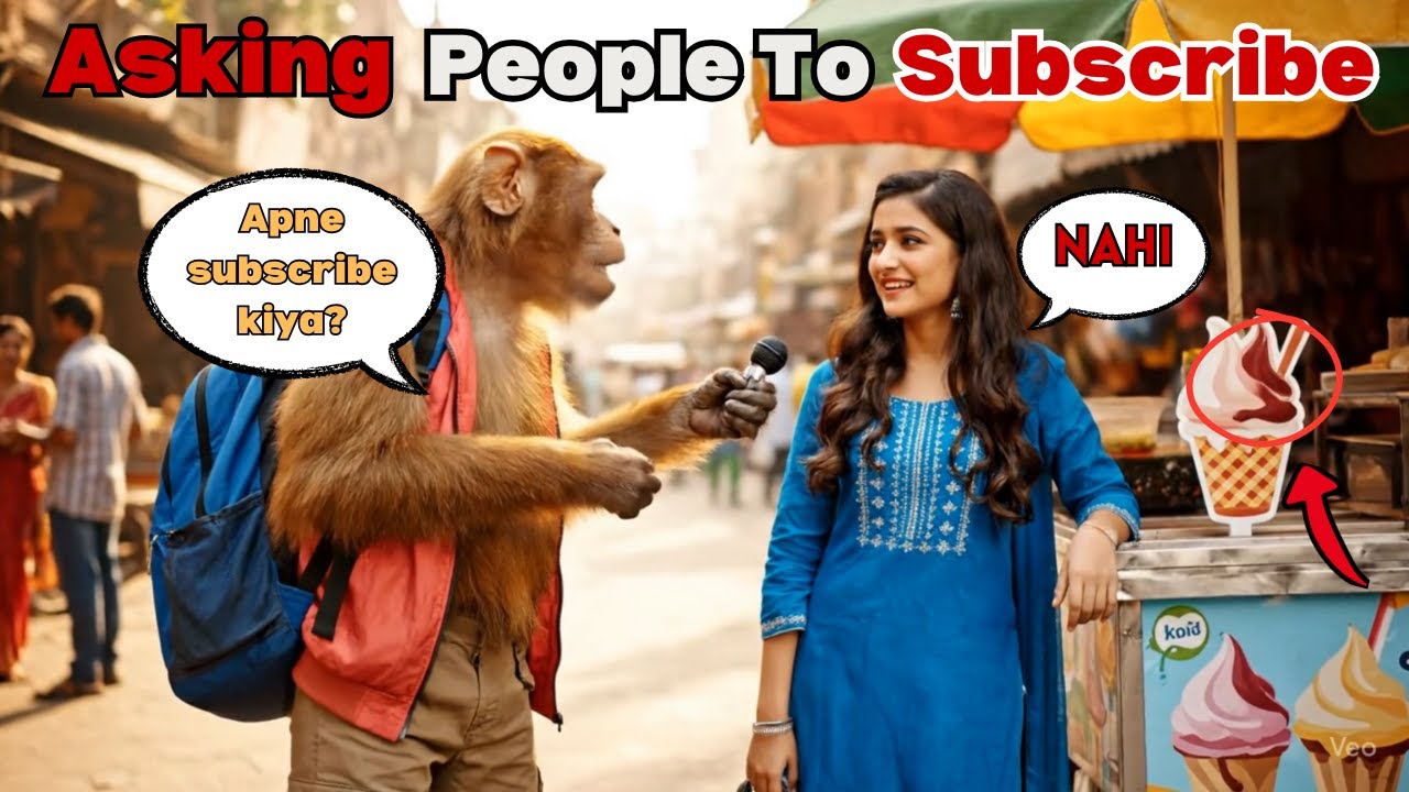 Monkey Asking Everyone to Subscribe on Indian Streets | Funny Vlog | Ai Monkey Vlog