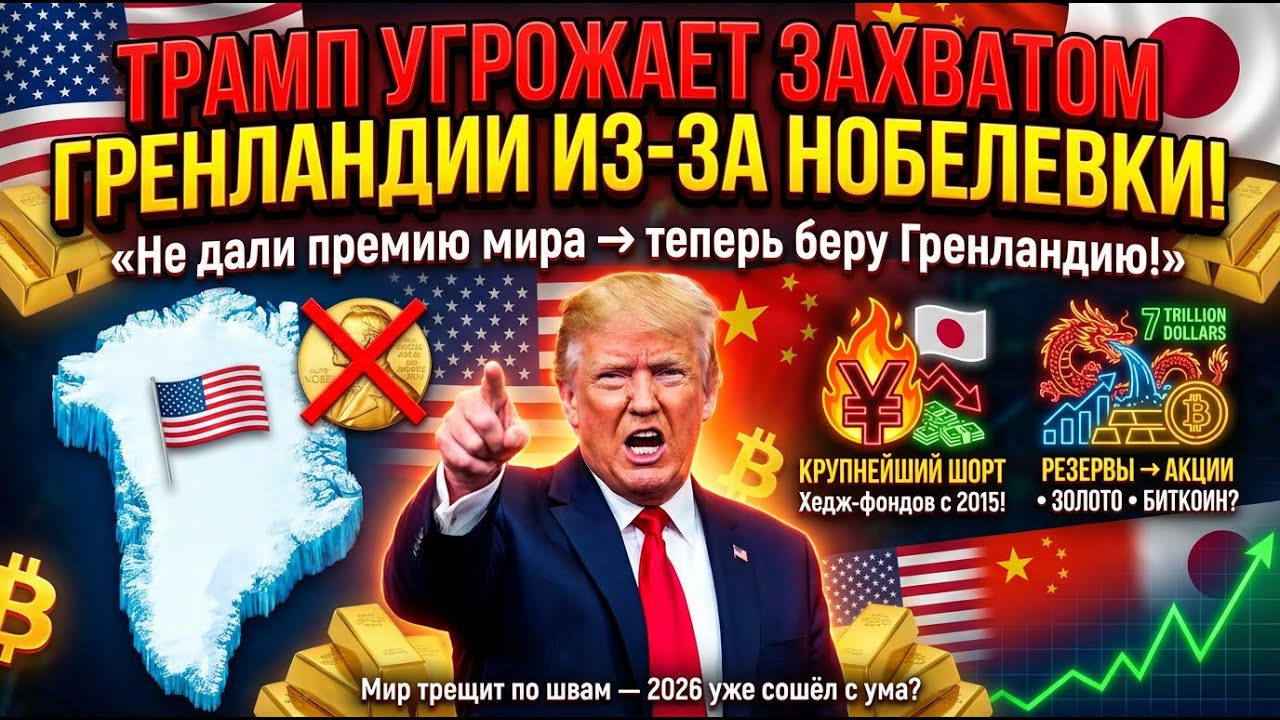 ТРАМП В ЯРОСТИ: «НЕТ НОБЕЛЕВКИ — БЕРУ ГРЕНЛАНДИЮ!» $7 000 000 000 000  С БАНКОВ КИТАЯ ХЛЫНУЛИ..