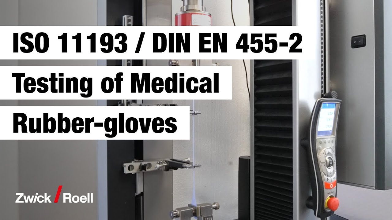 Testing of medical rubber-gloves with ZwickRoell Proline and longstroke extensometer
