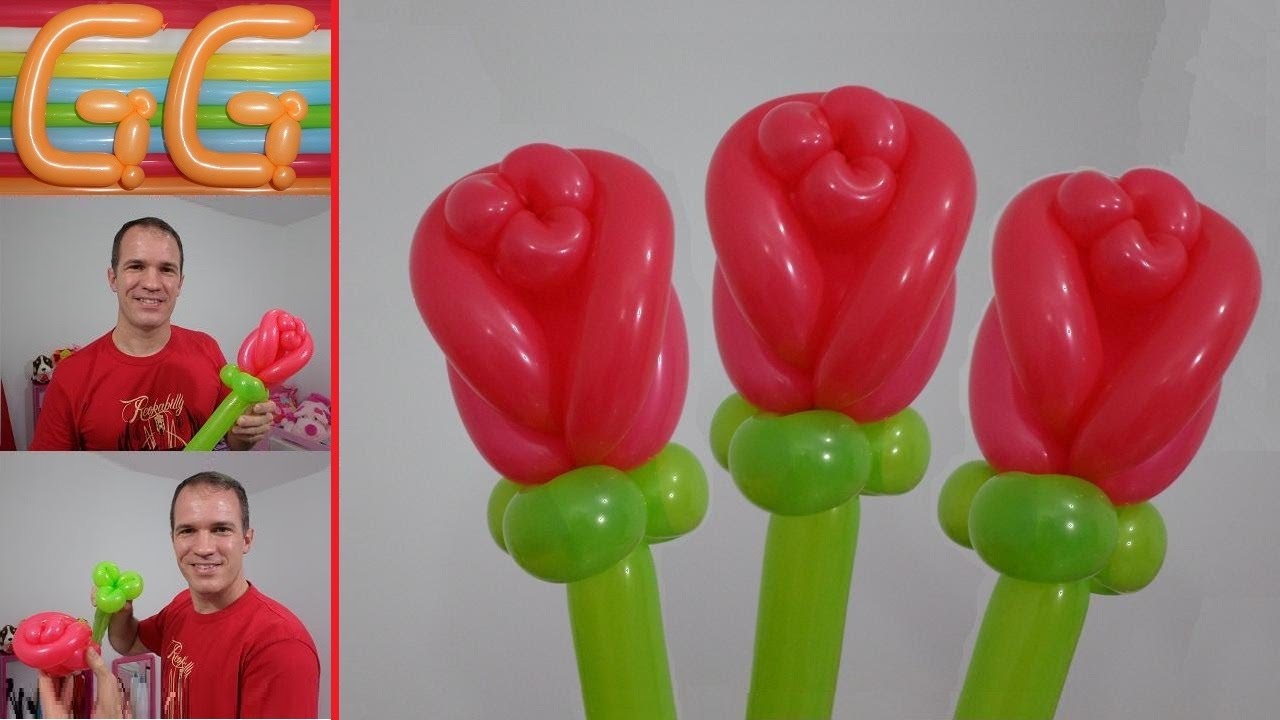 como hacer una rosa con globos paso a paso - globoflexia facil - como hacer figuras con globos