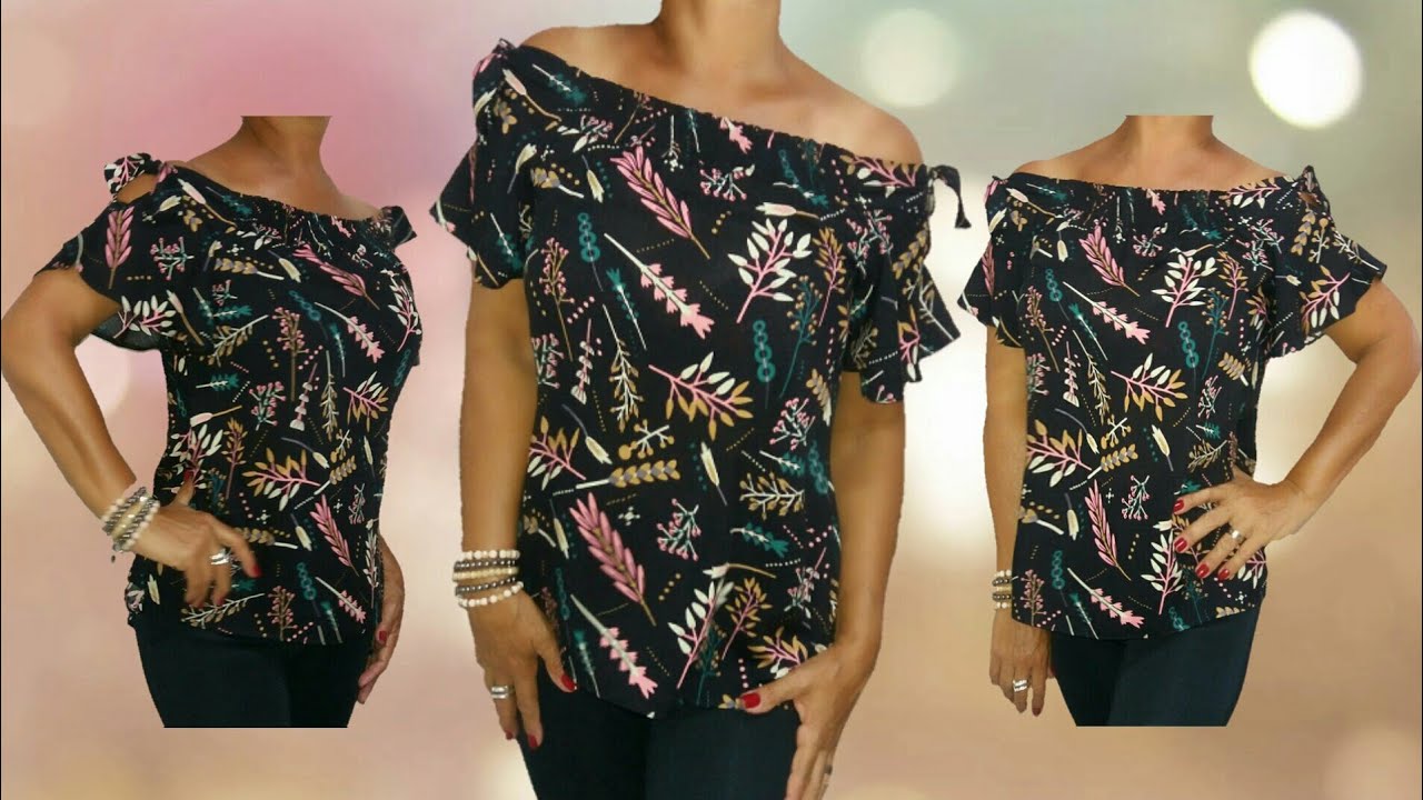 BLUSA OMBRO A OMBRO C/ AMARRAÇÃO NO OMBRO- Modelagem/Corte/Costura