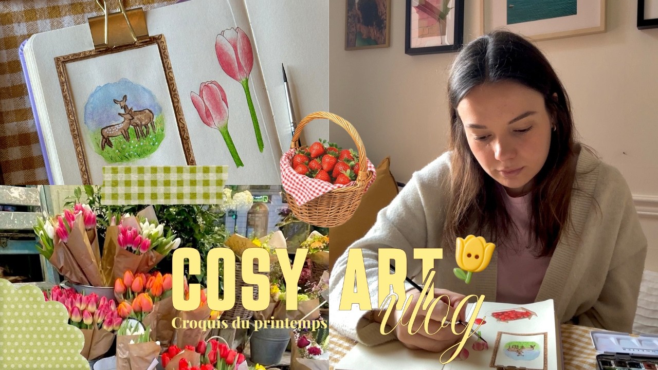 Carnet de croquis du printemps 🌸🍓 trouver l’inspiration pour mes illustrations | cozy art vlog