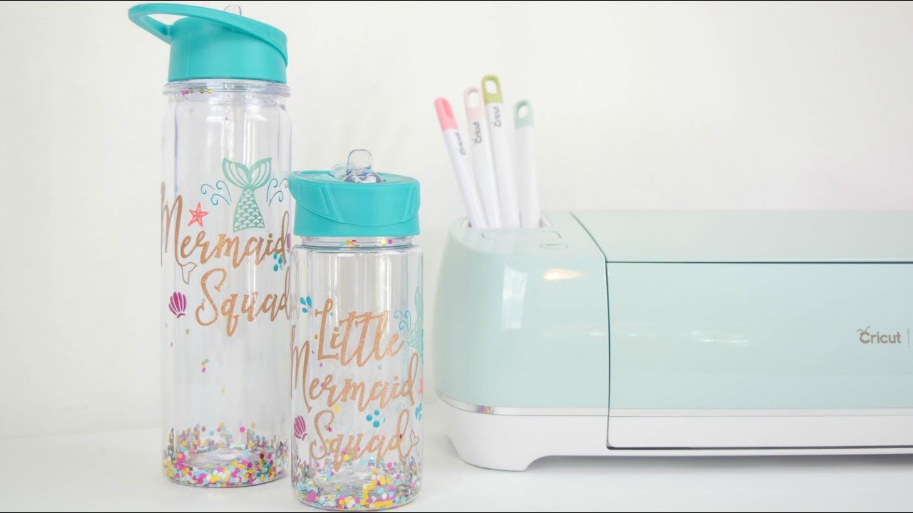 Vinyl Cricut Craft - DIY Water Bottle Mermaid Squad Drinkware Project