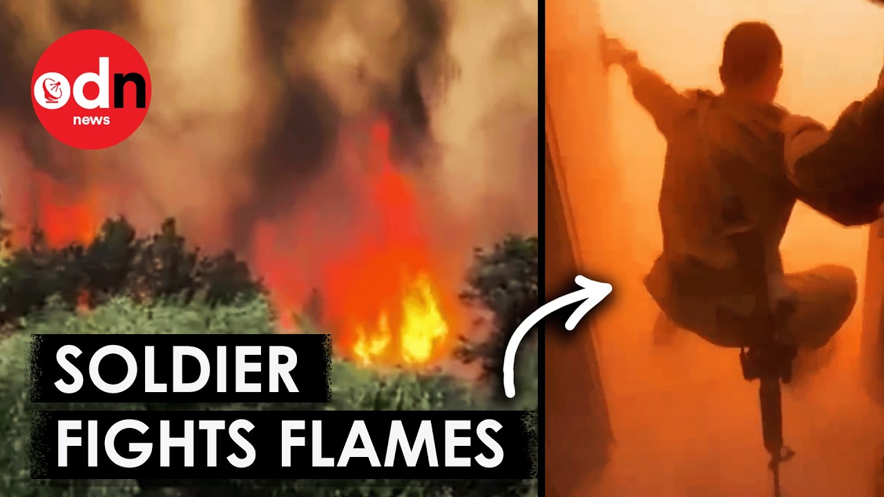 Israeli Soldiers Struggle to Shut Base Door as Wildfires Rip Through Israel