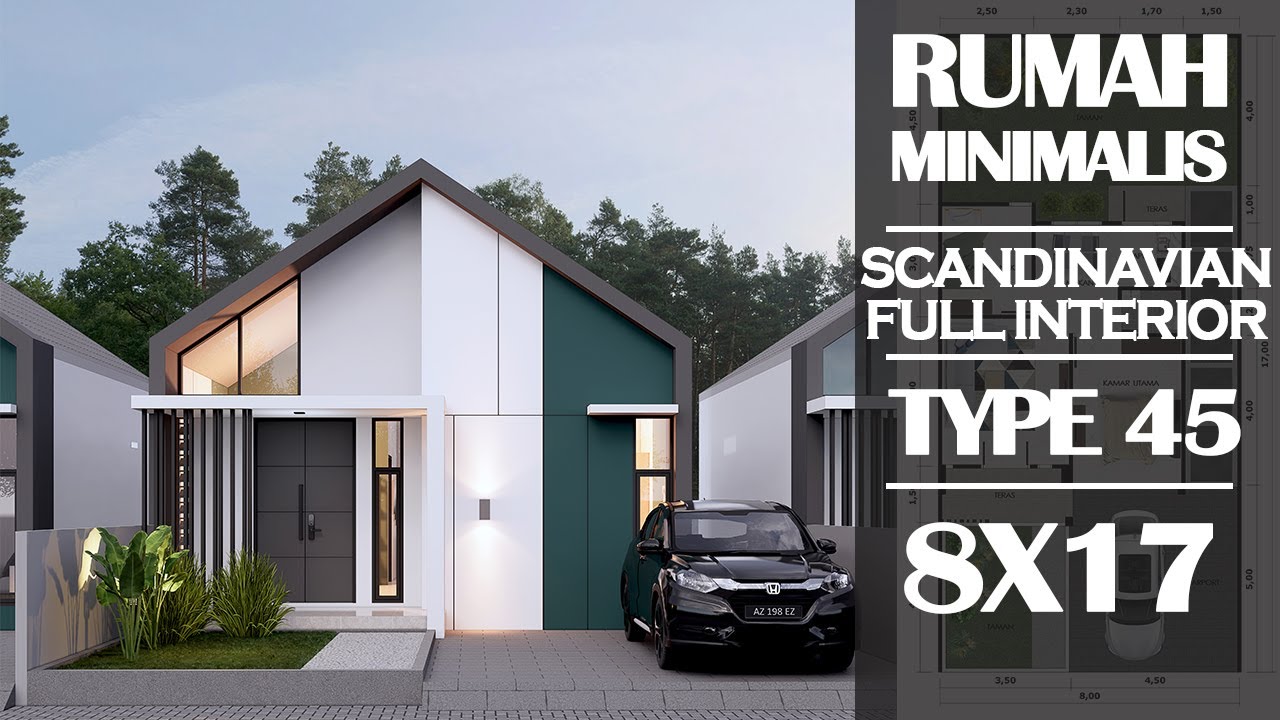 Desain Rumah Minimalis Type 45 Scandinavian | Lahan 8x17meter