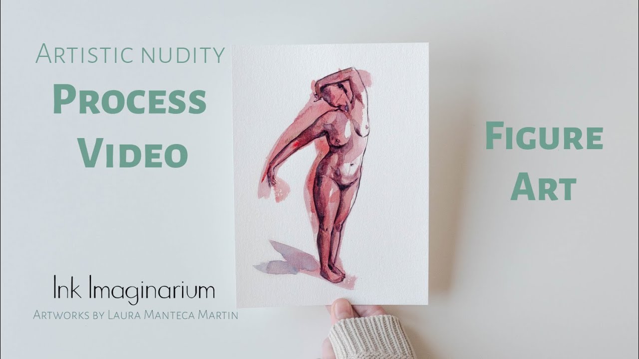 Figure art, female nude drawing by Ink Imaginarium. Time lapse painting.
