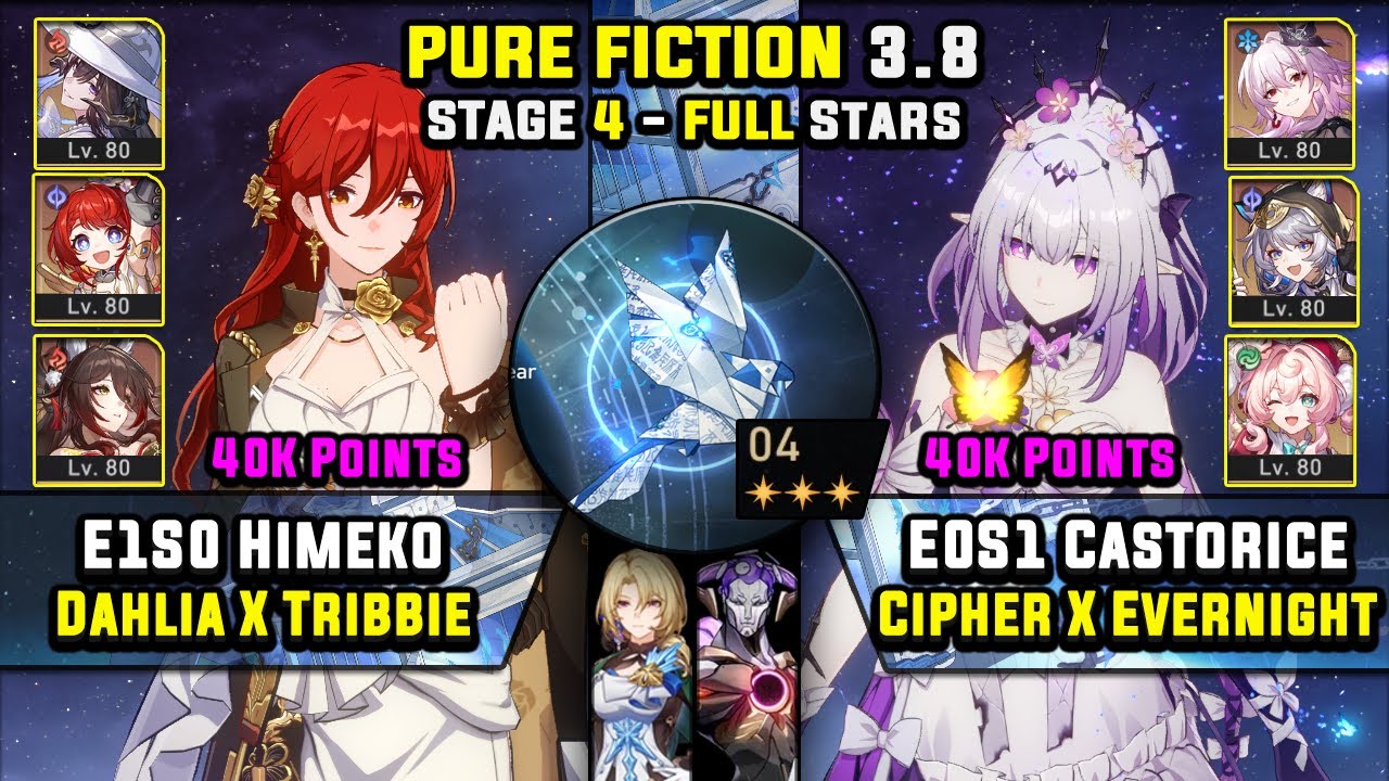 E1 Himeko Sustainless W/ Dahlia & E0 Castorice Carry (3 Stars) Pure Fiction 4 Honkai Star Rail 3.8
