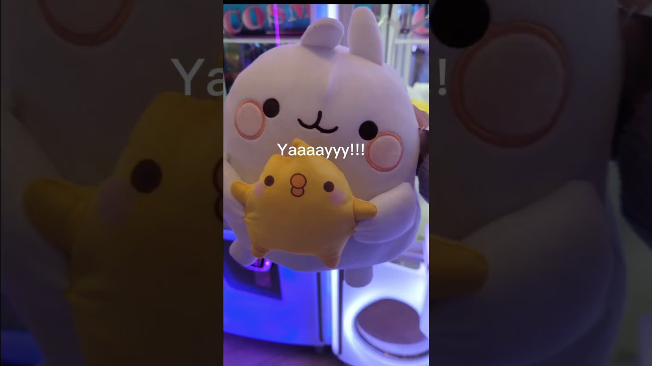 Molang Claw machine WIN! #Molangandpiupiu #giantclaw #clawmachinewin #cranegamewin #cuteplushies 