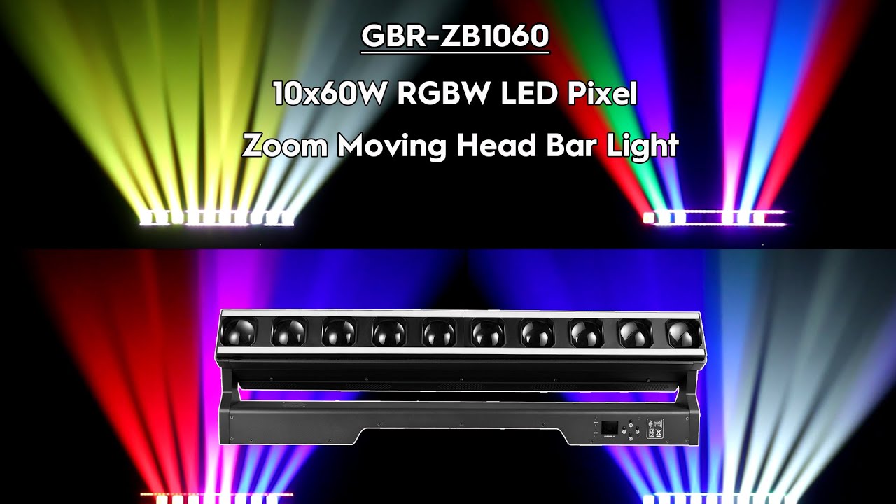 GBR-ZB1060 RGBW LED Pixel Zoom Moving Head bar Light with LED Strip Ring