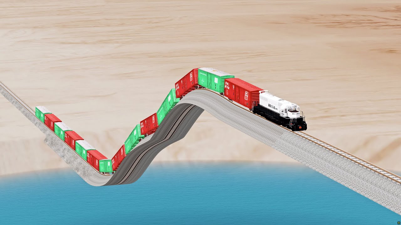 Trains vs Weird Rail Tracks - Beamng Drive