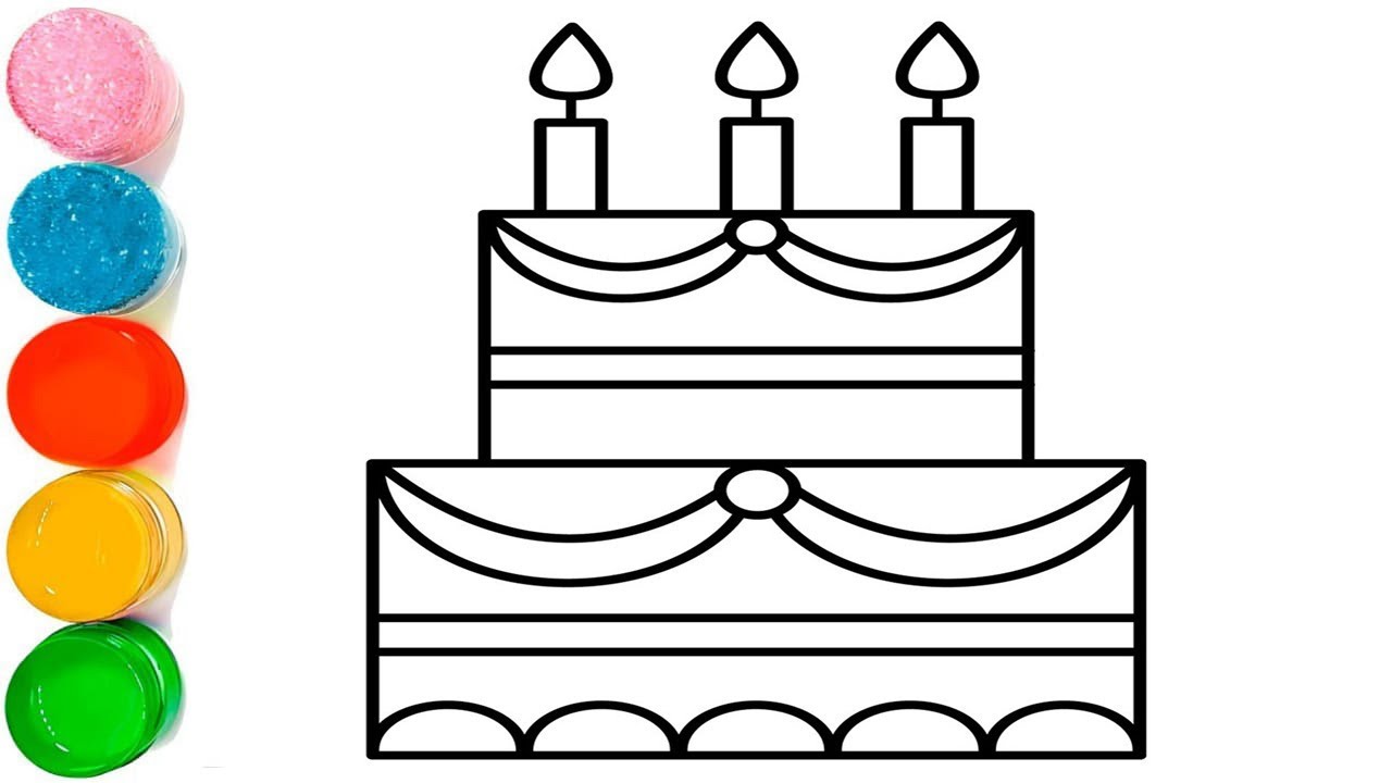How To Draw A Birthday Cake 🍰🎨 Birthday Cake Drawing | Coloring Page 1M