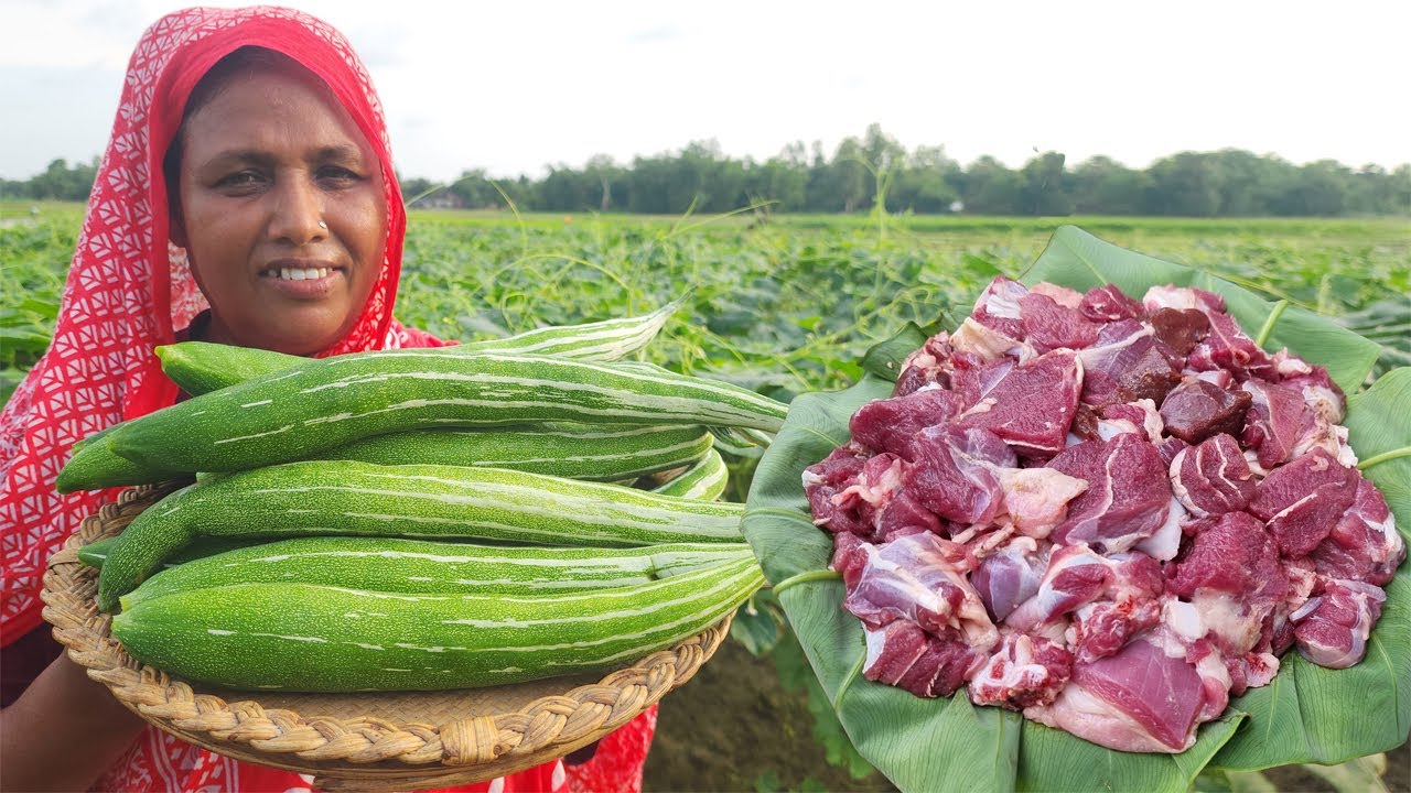 Have You Ever Seen This Village Style CHINCHINGA Cooking? Farm Fresh Snake Gourd Mutton Curry Recipe