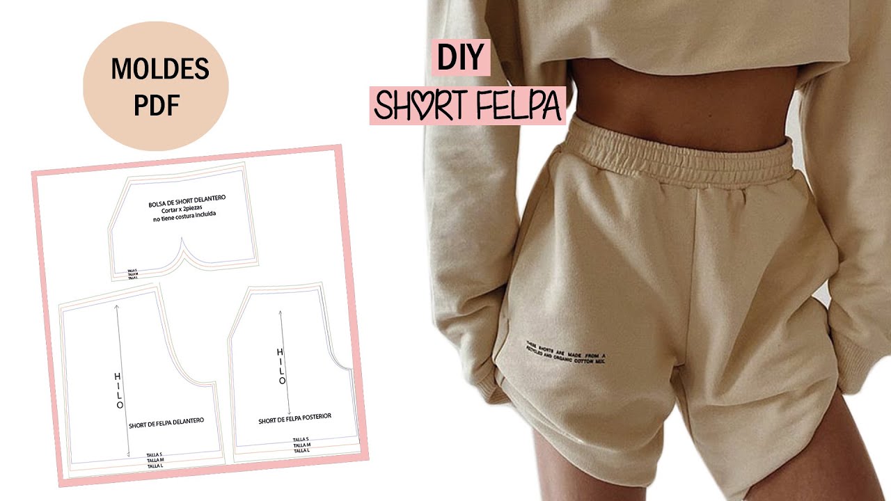 SHORTS DEPORTIVO para DAMA  + MOLDE GRATIS