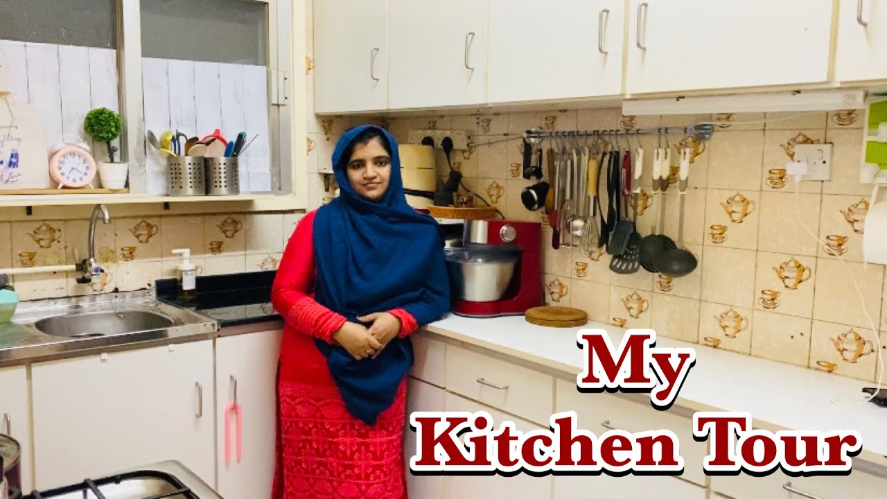 My Kitchen Tour in Sharjah|Small Kitchen Tour Malayalam|Kitchen Organization Ideas|Rented Apartment|