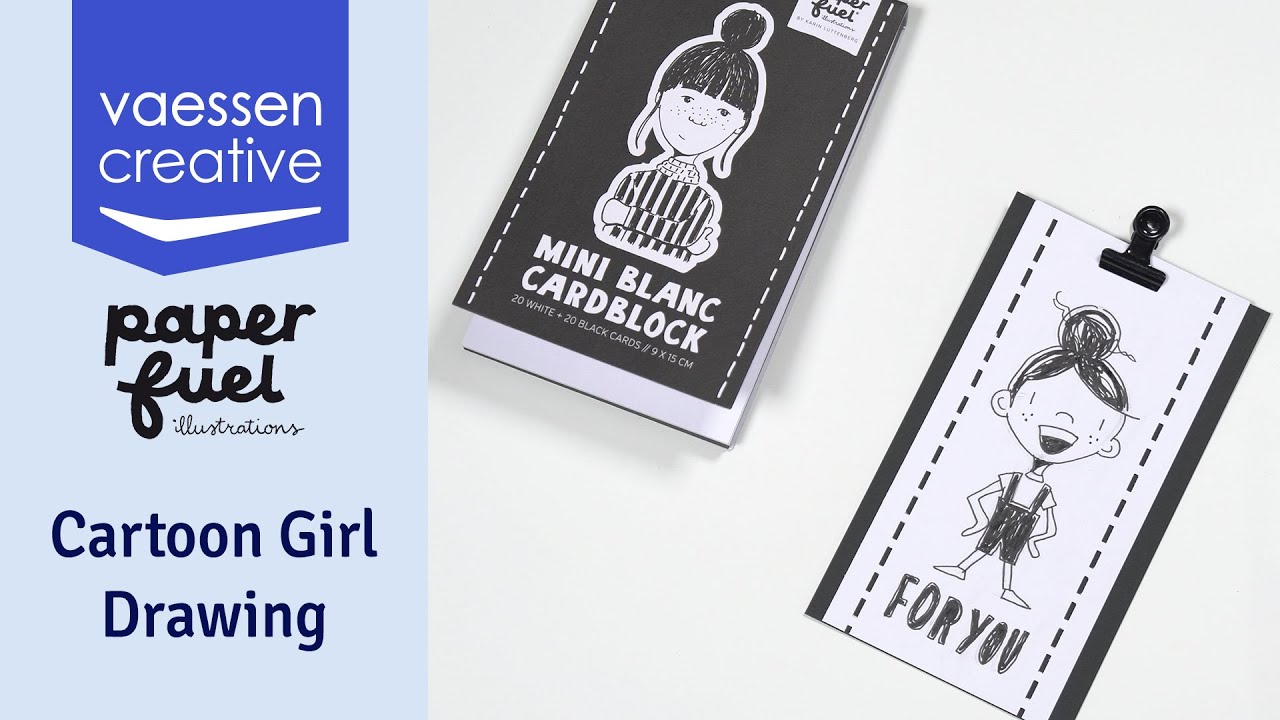 DIY: Cartoon Girl Drawing by Karin Luttenberg (Paperfuel & Vaessen Creative)