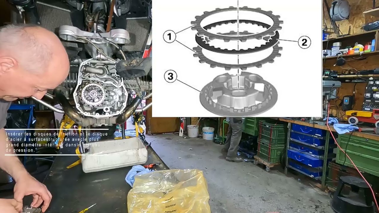 Remplacement disques d'embrayage & spy de fourches BMW 1200 GS LC