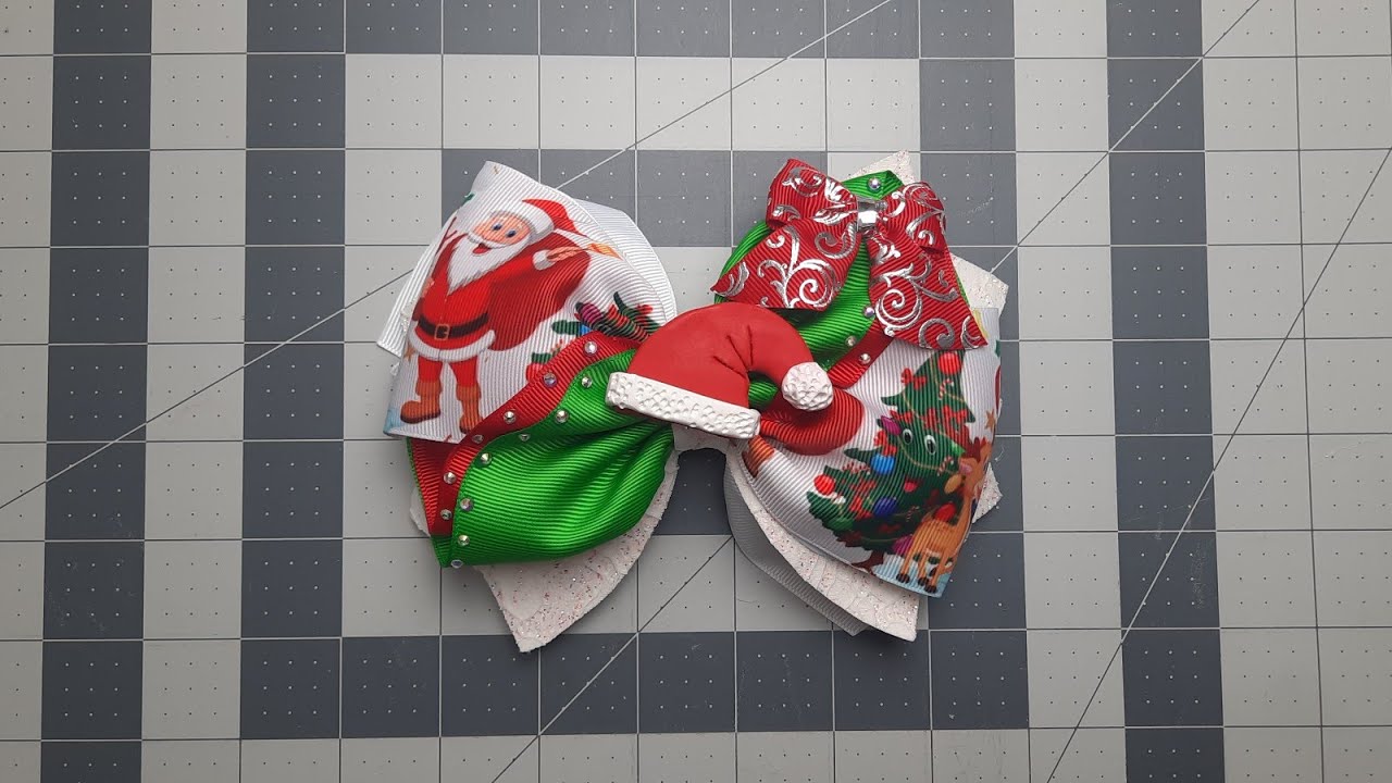 Como hacer moños para niñas/Moño navideño/Moño con liston de 7.5cm/Lazos para el cabello/Moño facil