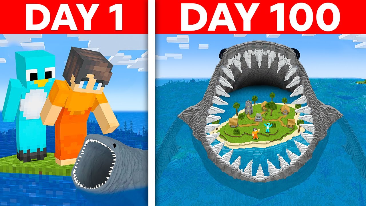 Застрял на 100 дней на острове Блуп в Minecraft
