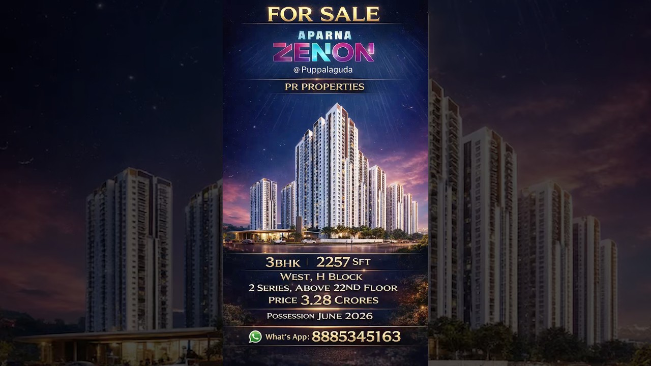 🏡 Ultra Luxury 3BHK for Sale in Aparna Zenon Puppalaguda | 2257 Sft | ₹3.28 Cr | June 2026💫