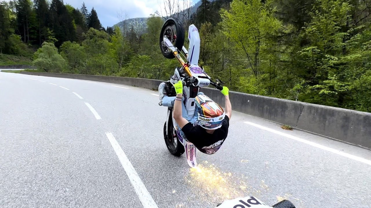 FULL THROTTLE W/ SUPERMOTO IN FRANCE (MOUNTAINS, WHEELIES)